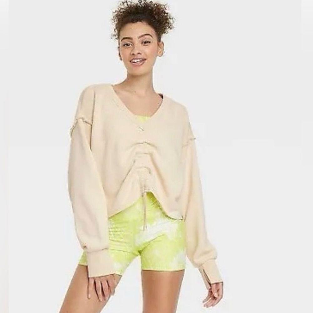 JoyLab Cream Cinched Sweatshirt